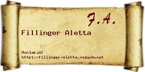 Fillinger Aletta névjegykártya